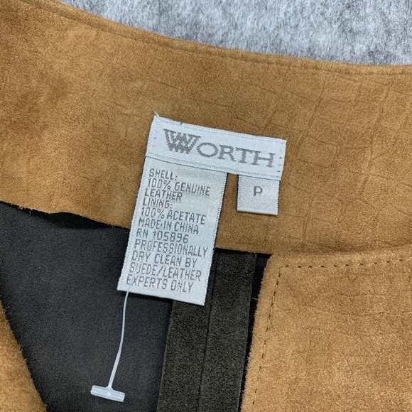 Worth 100% GENUINE LEATHER Shell Brown Tunic Shirt - Size P (6/8) - Picture 4 of 9